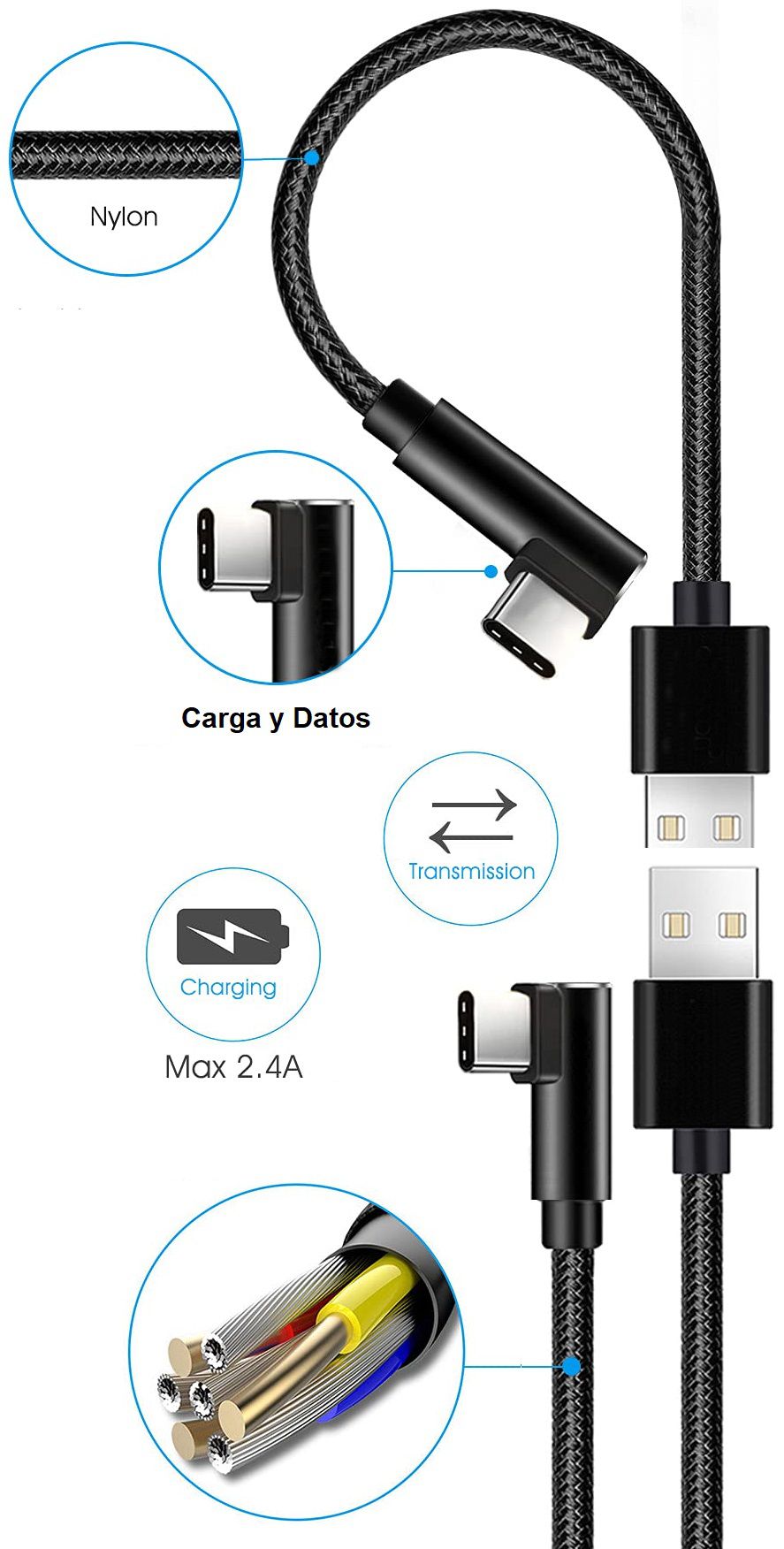 Adaptador USB Macho a C 90º